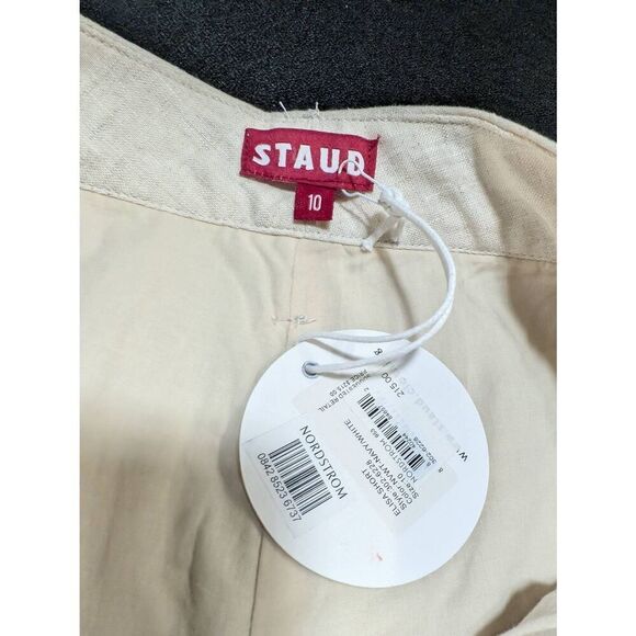 NWT Staud Elisa Linen Short Natural Women's 10 - Picture 3 of 5